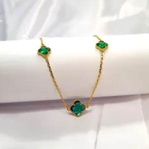 Colar Trevo Verde Esmeraldo Ouro 18k