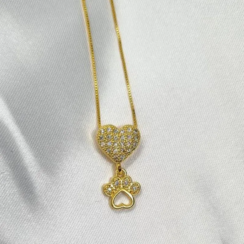 Colar Amor de Cão Cravejado Ouro 18K