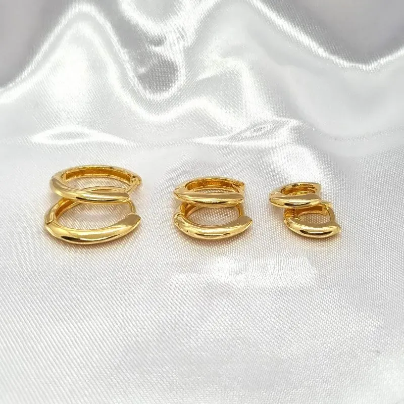 Trio de Argolinha Oval Lisa Ouro 18k