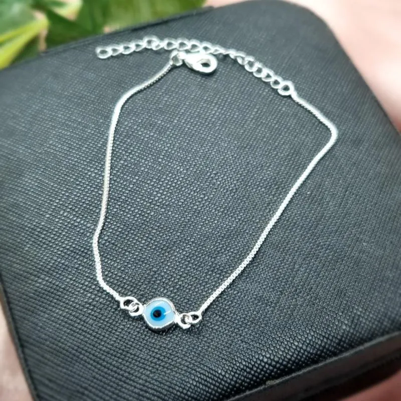 Pulseira Olho Grego Azul Claro Prata